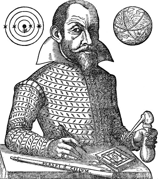 Wood cut print of astronomer Simon Marius.