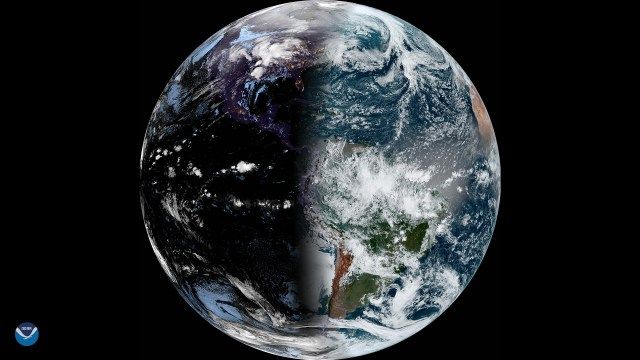 A full disk view of the earth from GOES 16, GOES East on the vernal Equinox.