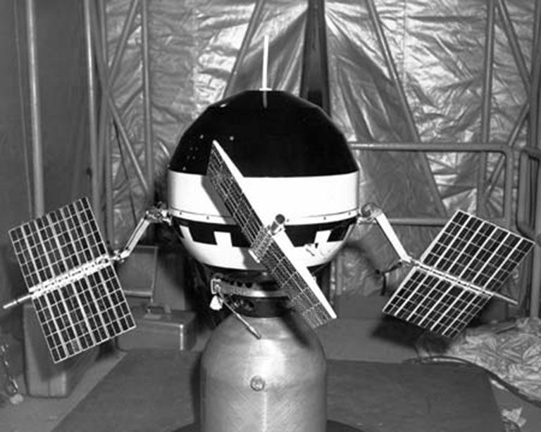 Image of spacecraft being assembled.