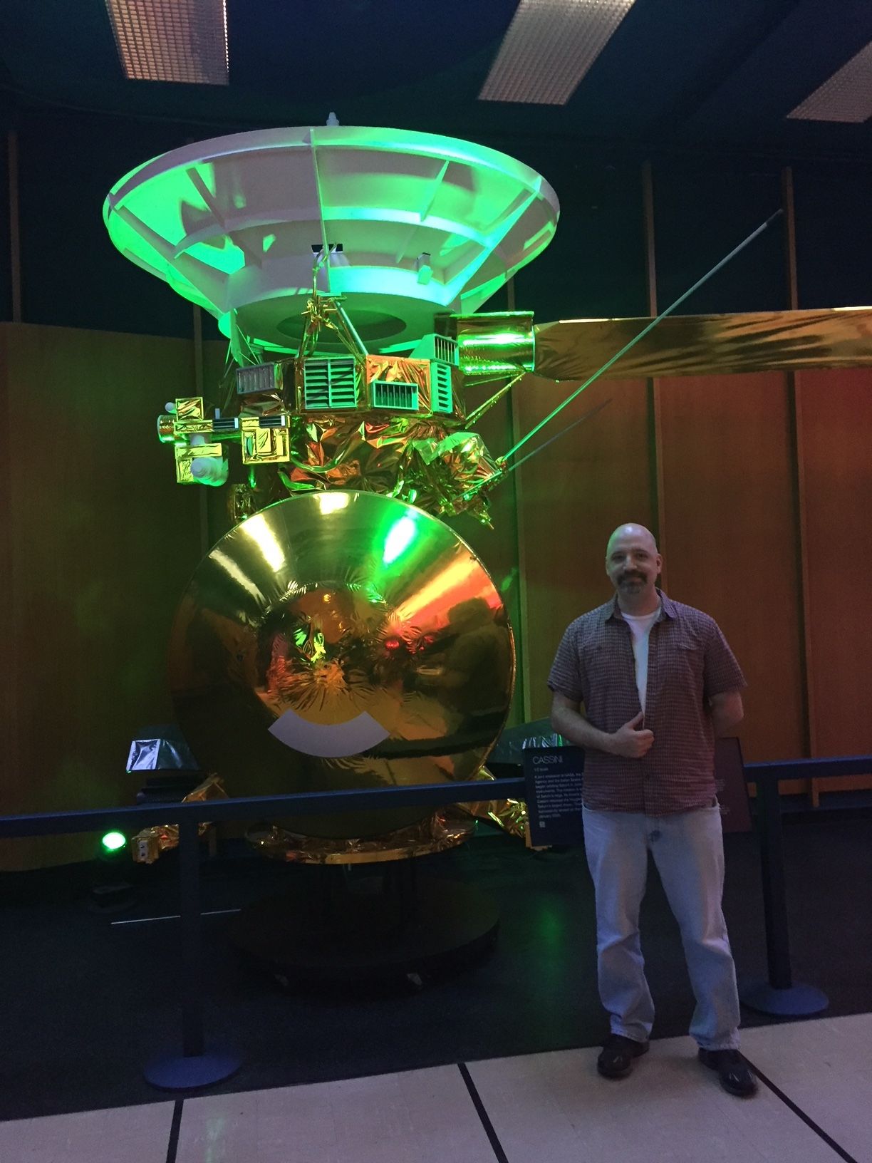 Warren with the Cassini spacecraft model