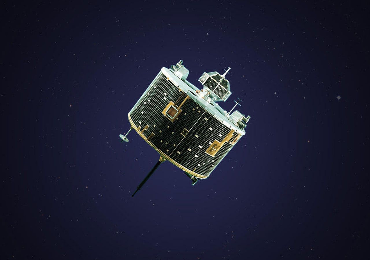 Illustration of the Hiten spacecraft in space