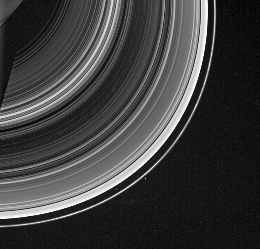 Faint spokes against the striped landscape of Saturn's B ring