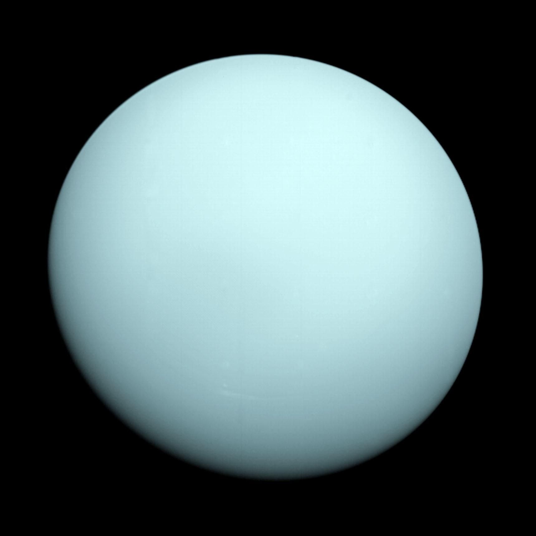 A pale blue planet as seen from a spacecraft