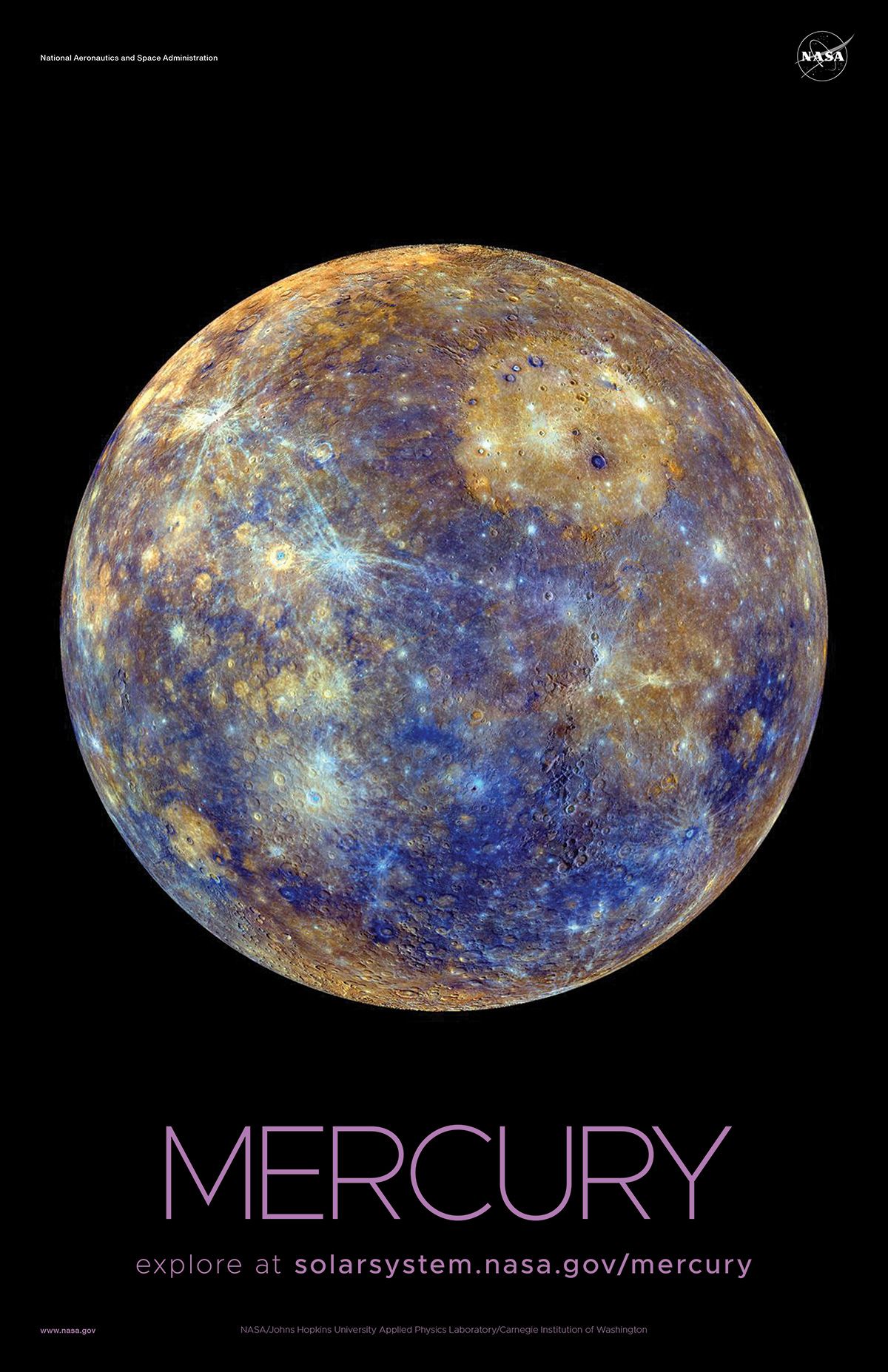 Color-enhanced, full disk view of Mercury.