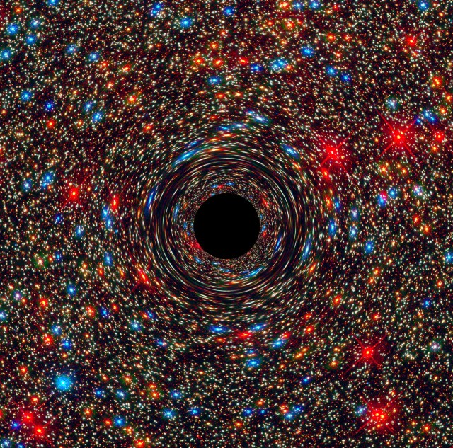 Computer simulation of a supermassive black hole at the core of a galaxy