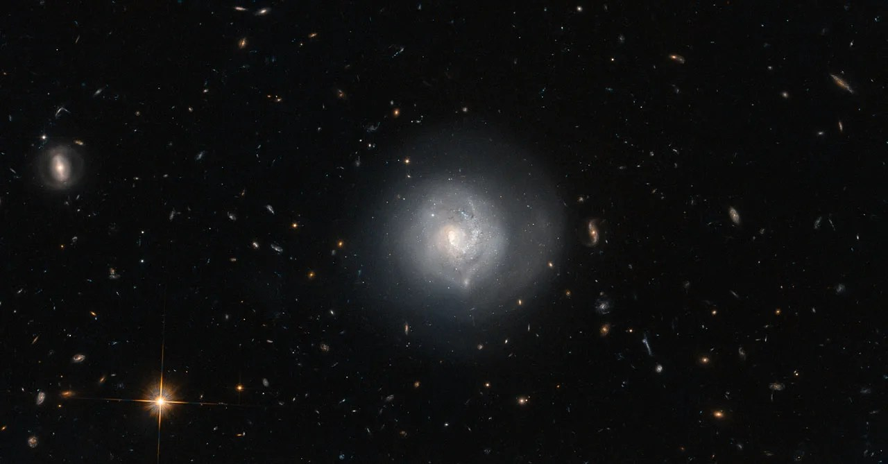 Hints of a spiral structure embedded in a circular halo of stars