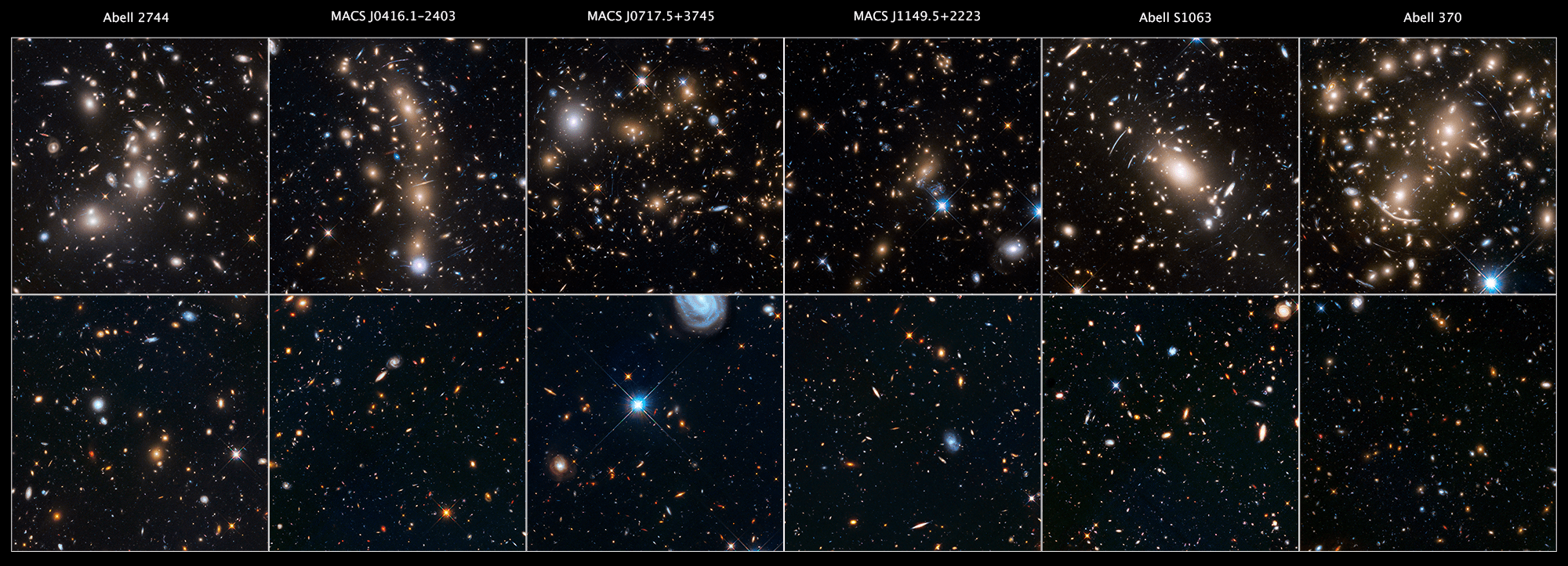 12 frames of galaxy clusters