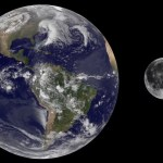 Comparison of the size of Earth and the Moon