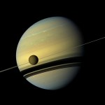 This Cassini image from 2012 shows Titan and its host planet Saturn. Credit: NASA/JPL-Caltech/SSI