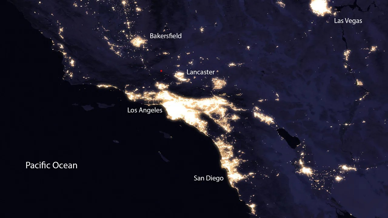 Map of Southern California light pollution