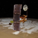 Mars Odyssey orbiter over the north polar region