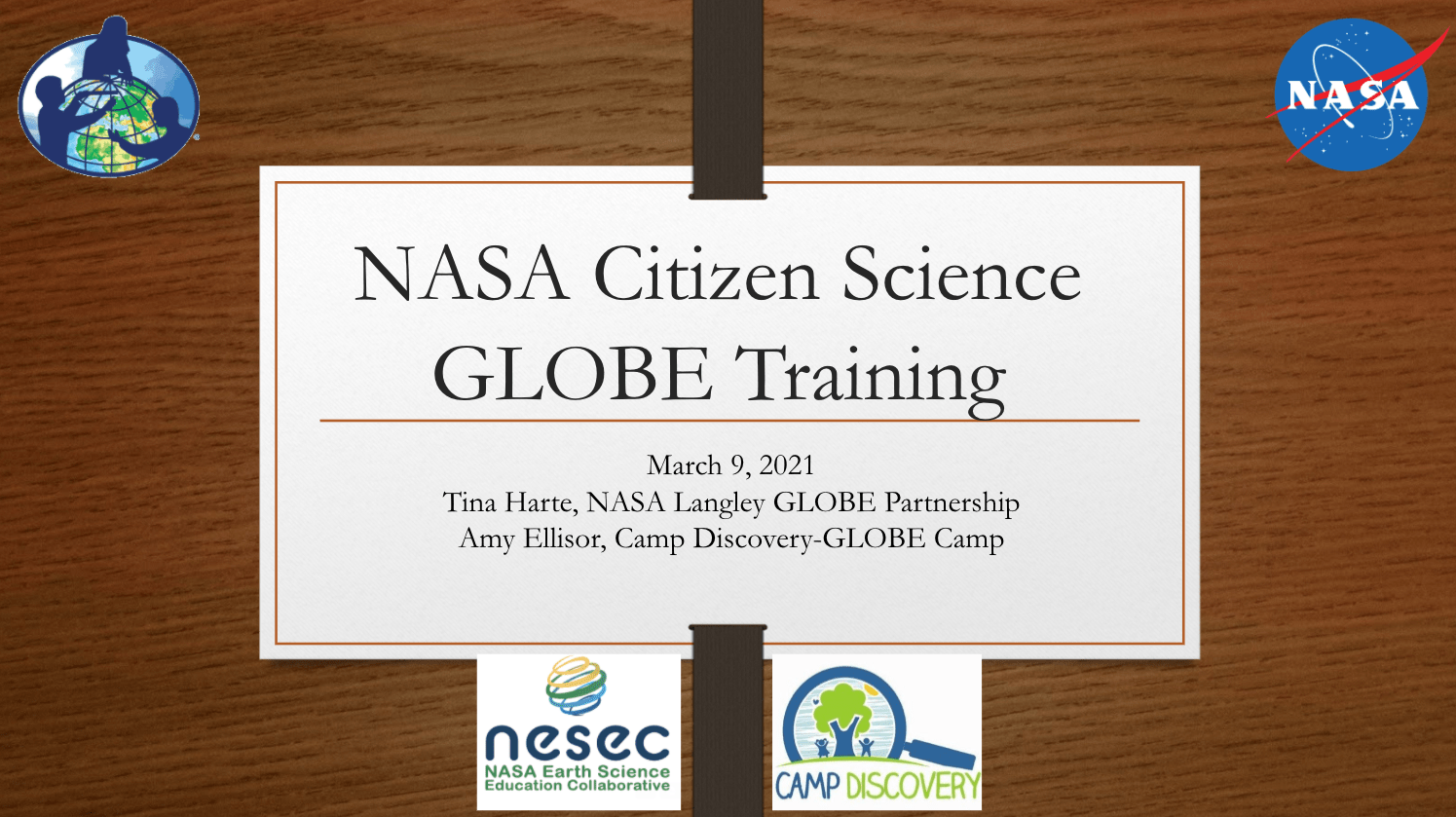 Intro slide for NASA Citizen Science GLOBE Training.