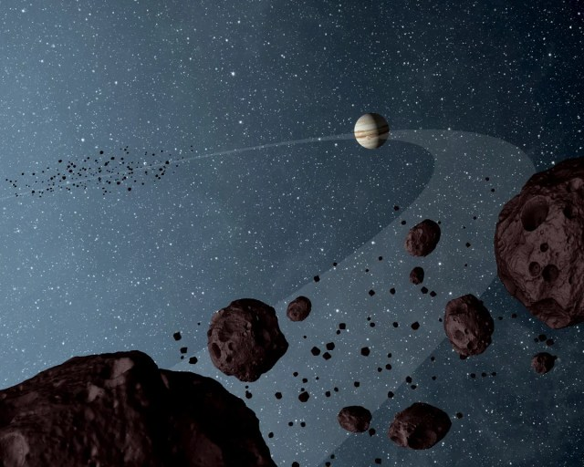 artist's concept of the Trojan asteroids
