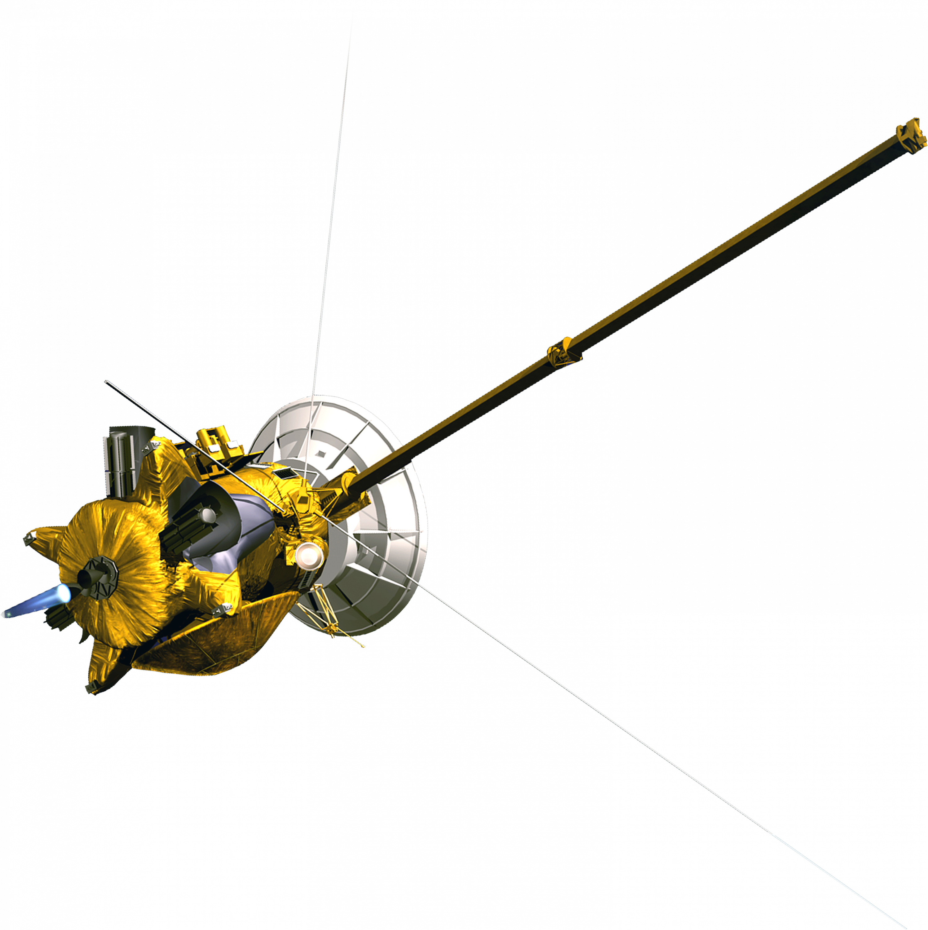 A cutout of the Cassini spacecraft model.