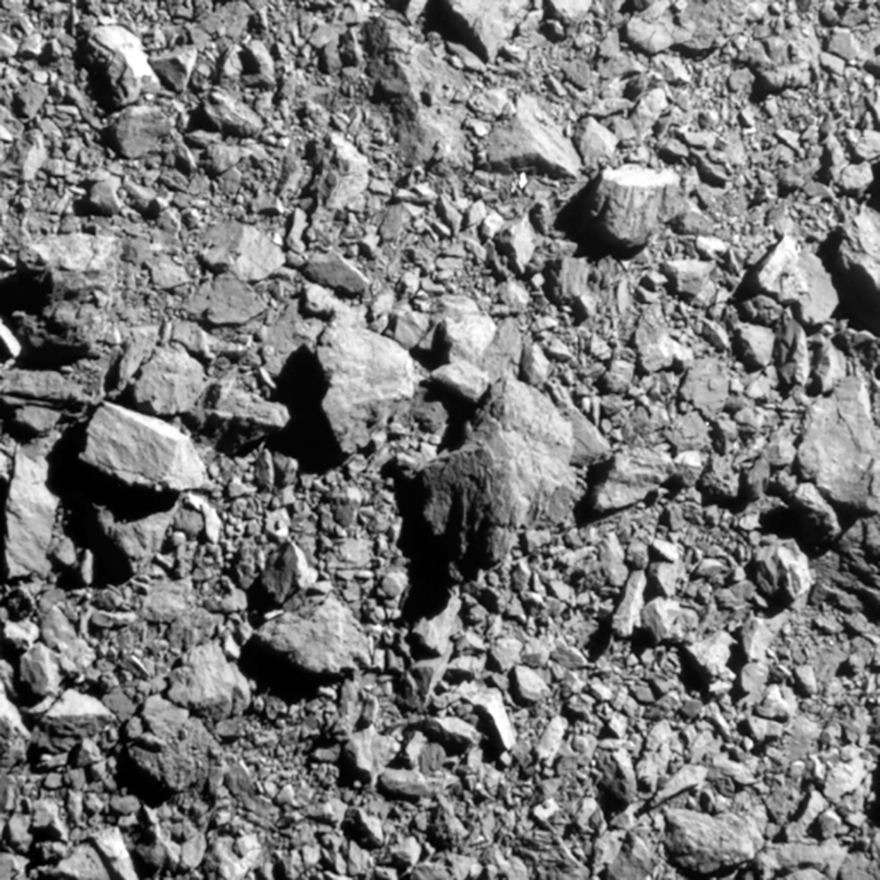 Image of boulders on the surface of the asteroid Dimorphos as seen by DART prior to impact.
