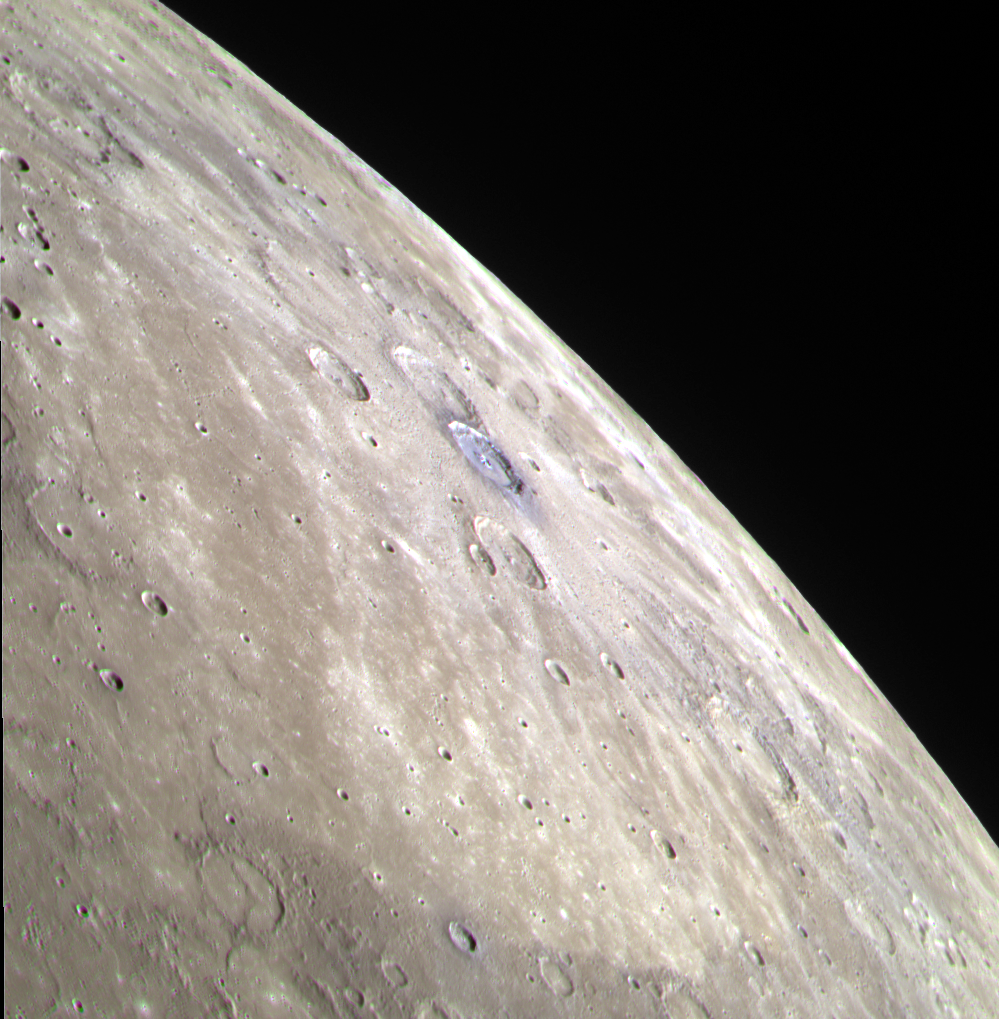 colorful (enhanced color), rocky surface of Mercury