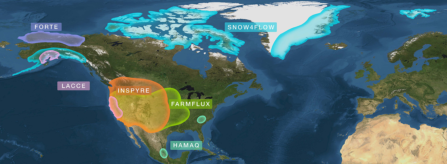 Map showing the locations of the EVS-4 missions.