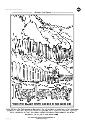 A downloadable version of a coloring page for the Kepler-16b exoplanet travel poster.