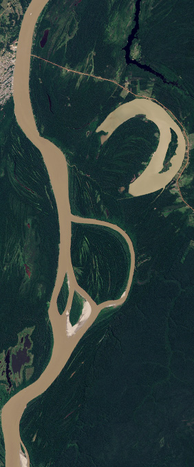 Landsat image forming the letter B