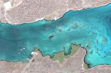 Image of the channel between Baltra Island and Santa Cruz Island.