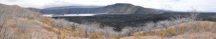 Photo of Beagle Crater from the south looking towards the north rim where Darwin made is descent.