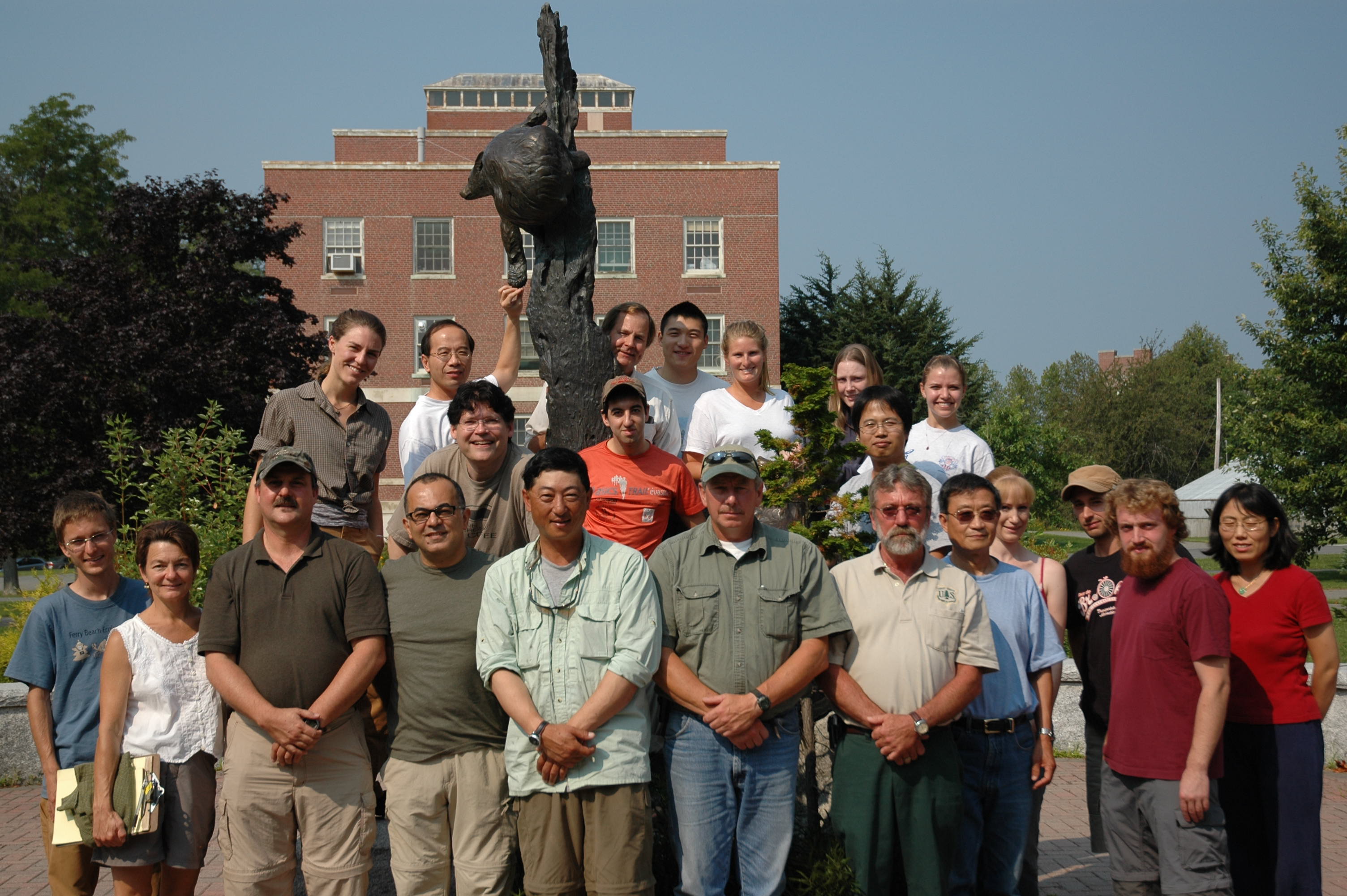 The North Woods, Maine 2009 Team: First row, from left: Will Broussard, Holly Hughes, Jon Ranson, Sassan Saatchi, John Lee, Robin Avery, Rick Dionne, Quoching Sun, Amanda Hilton, Paul Montesano, Chad Babcock and Wenge Ni-Meister.  Second row from left: Bruce Cook, Jeremy Rubio, Zhiyu Zhang.  Third row from left: Corie Lahr, Young Wang, Ross Nelson, Qiang Fu, Kelly Easterday, Lisa Calhoon, Chelsea Robinson. 