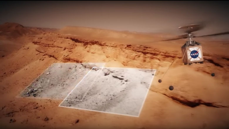 Artist concept of a surface scan on Mars