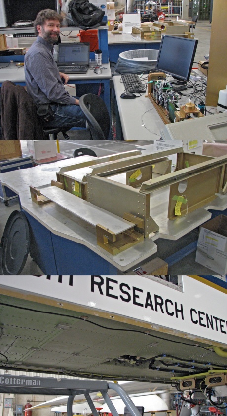 Three images of instrument mounting on Global Hawk