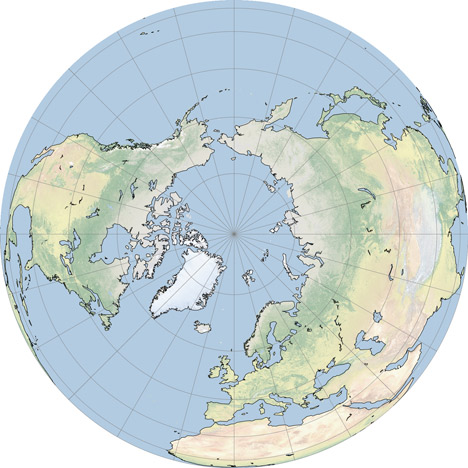 North Pole, orthographic projection