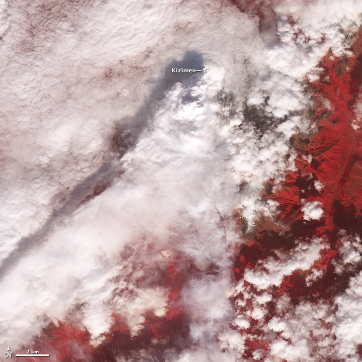 Satellite image of Kizimen Volcano.