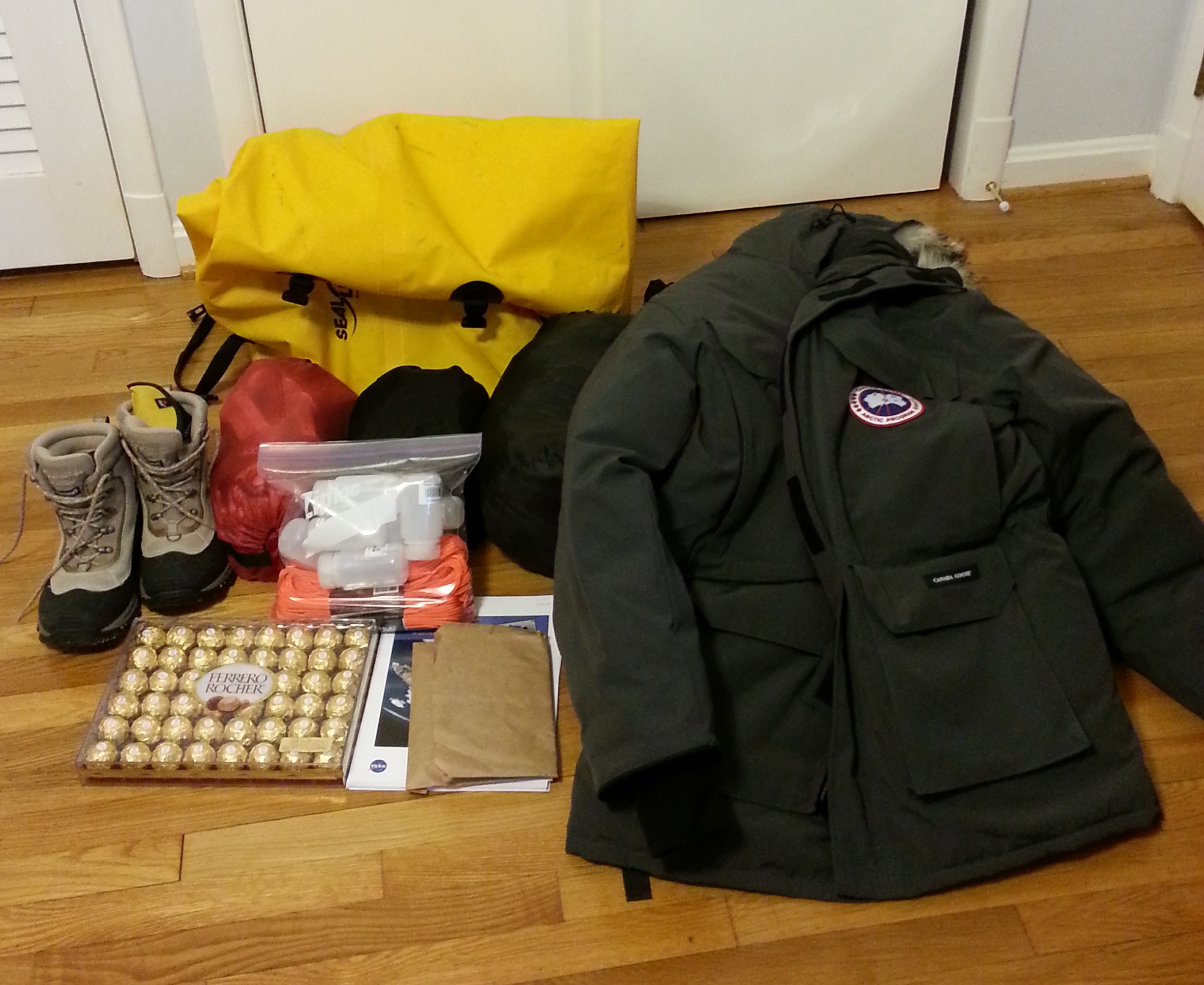 Some of my gear, before packing.