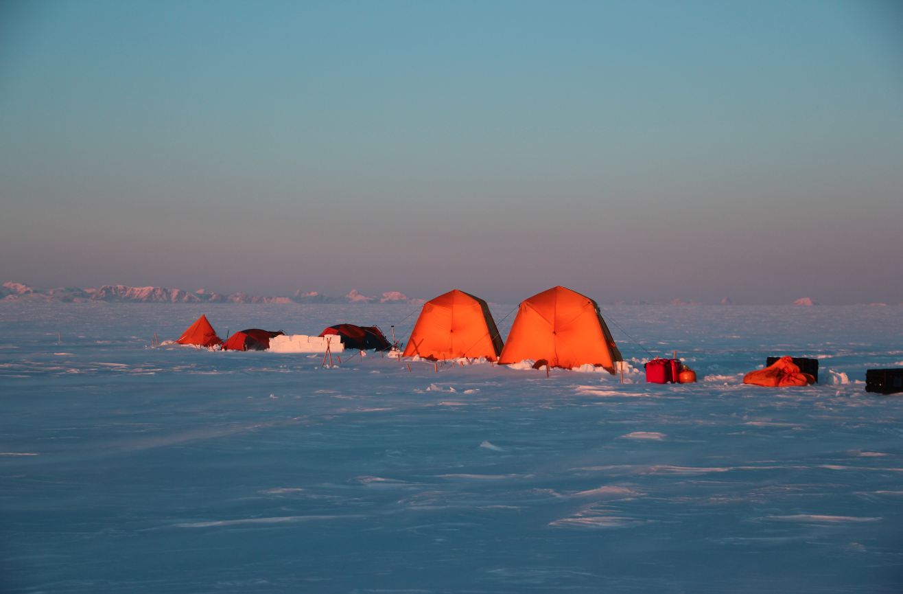 Seeing mountains from our campsite on the ice sheet, a nice change from the typical flat white ice sheet.  