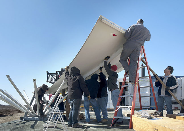 Putting together a radar dish
