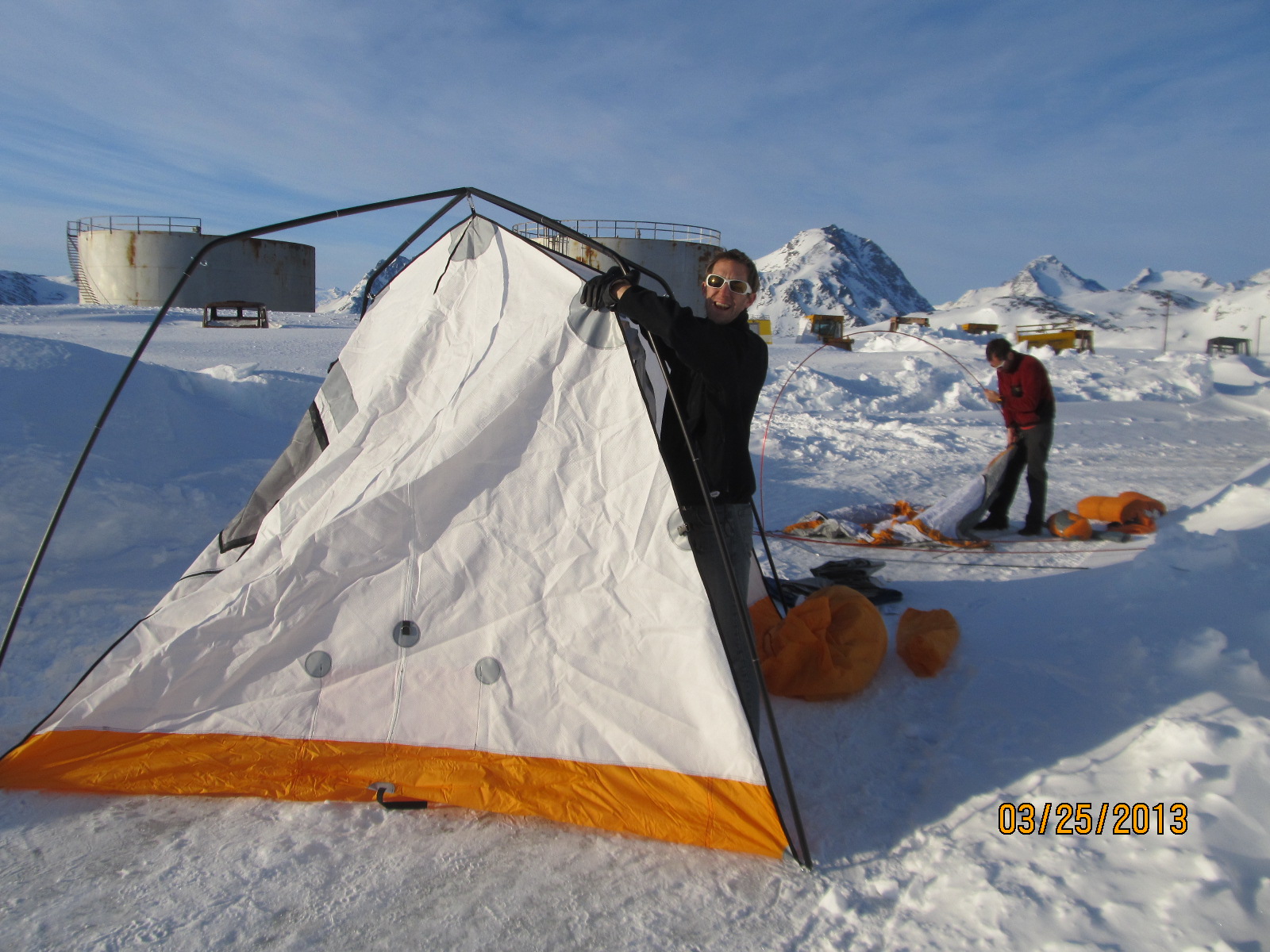 Testing the camping gear.