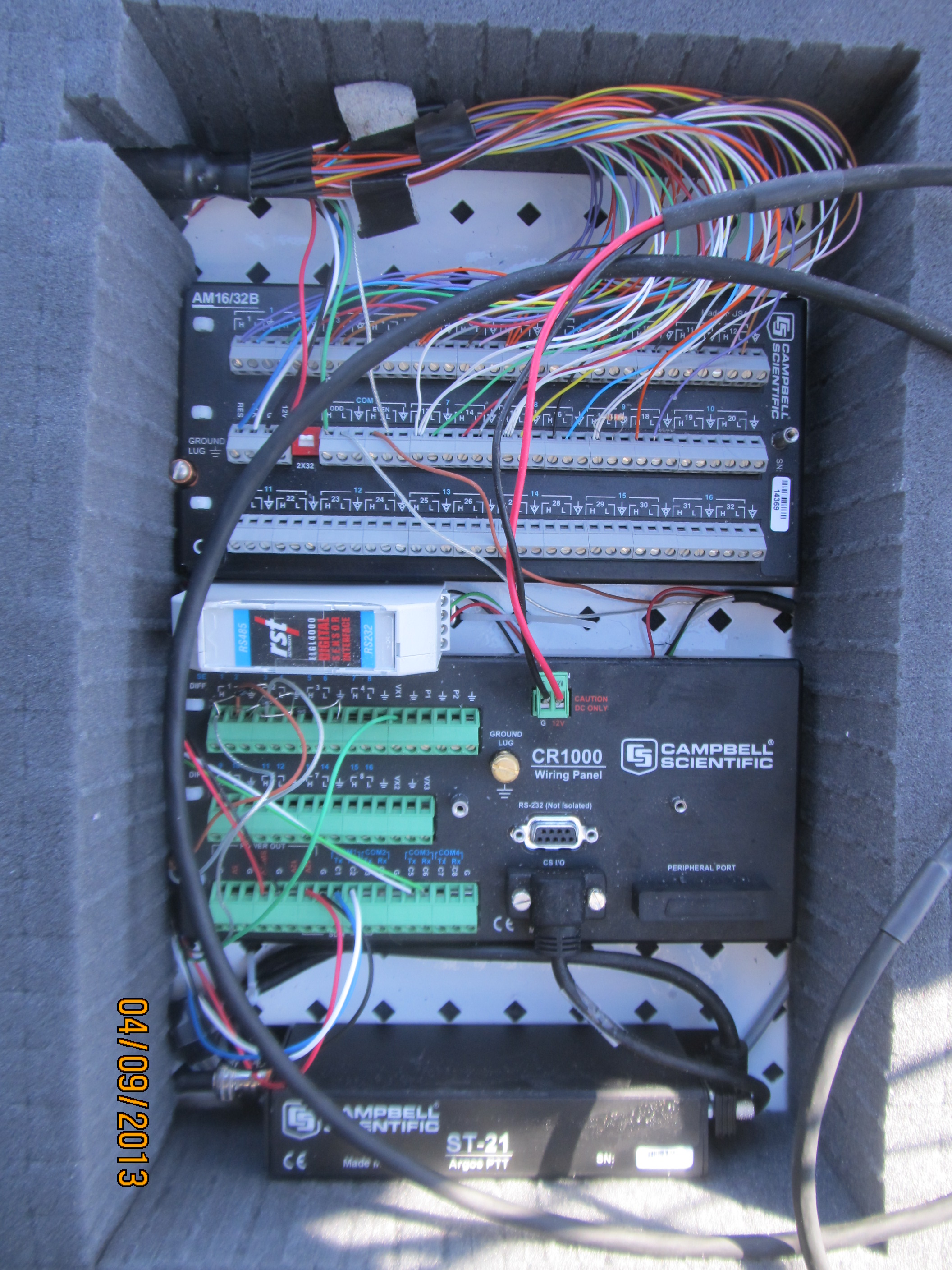 Last check on the electronics, to make sure all the wires are tightened before closing the box -- next opening in one year!