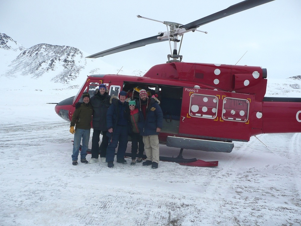 Our team in front of the helicopter.