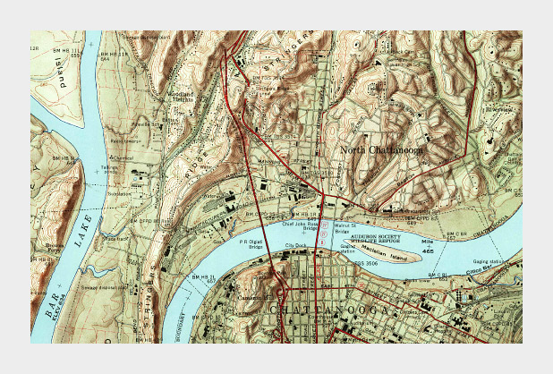 Vintage USGS topographic map of Chattanooga, Tennessee.
