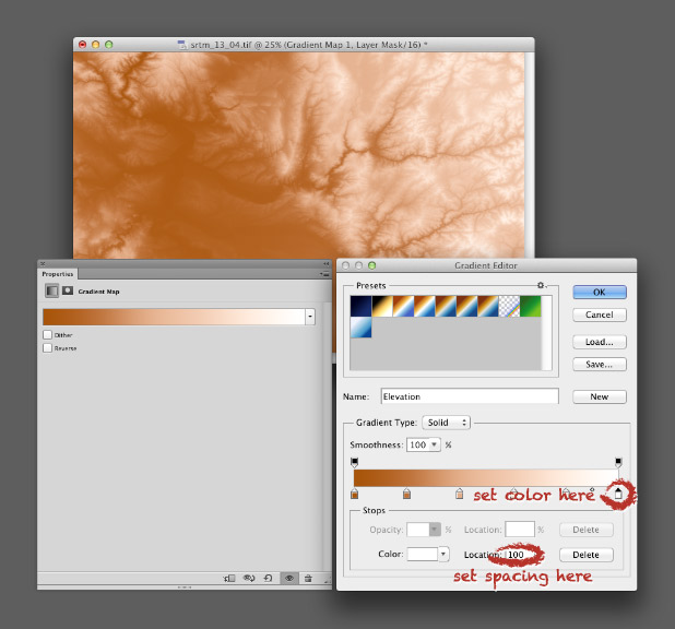 Screen shot of Adobe Photoshop gradient map.
