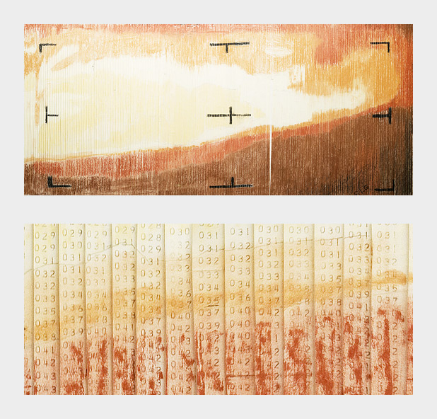 Hand-colored image of Mars from Mariner 4.