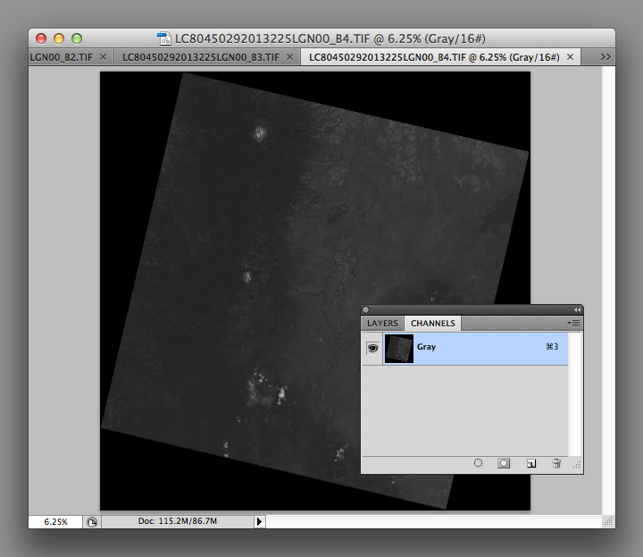 Photoshop Channels Palette screenshot.