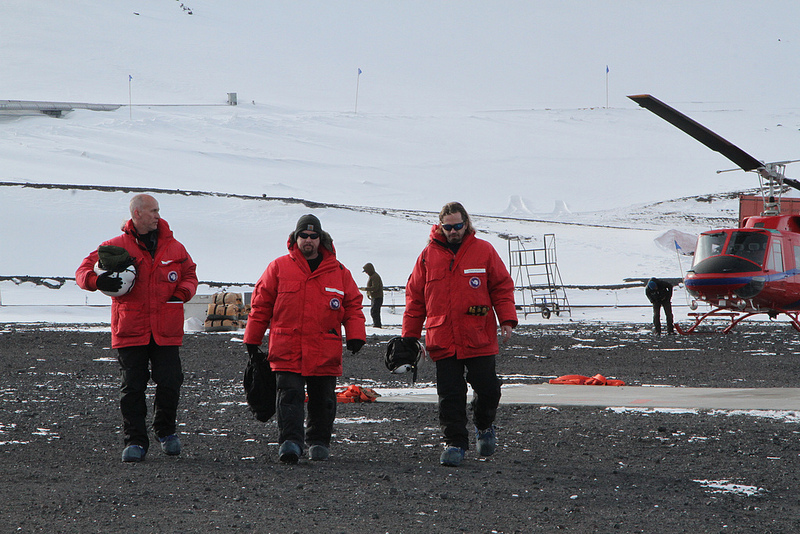 ATM team members on helipad