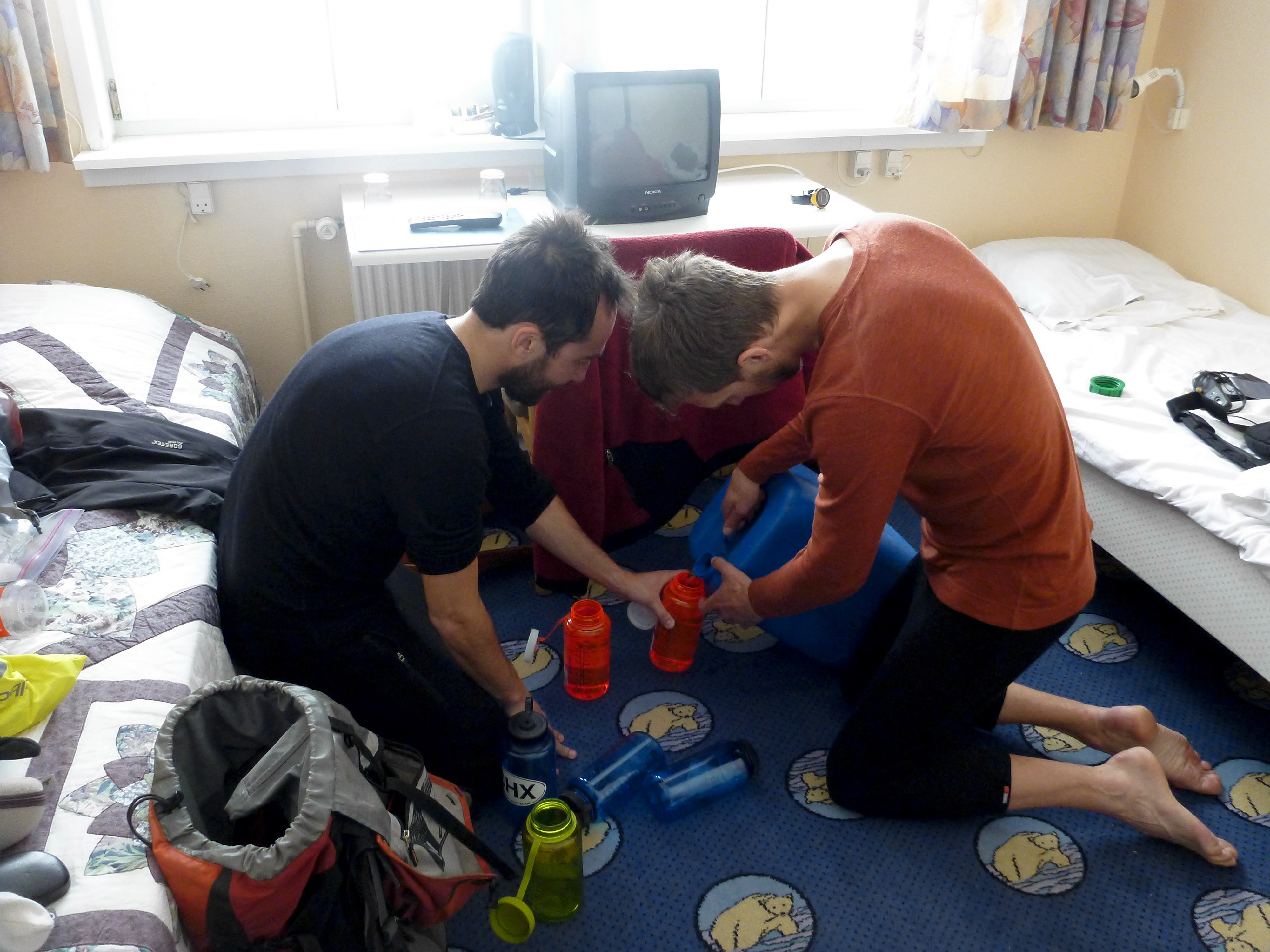 Transferring water into bottles for drinking (Photo credit: Rick Foster.)