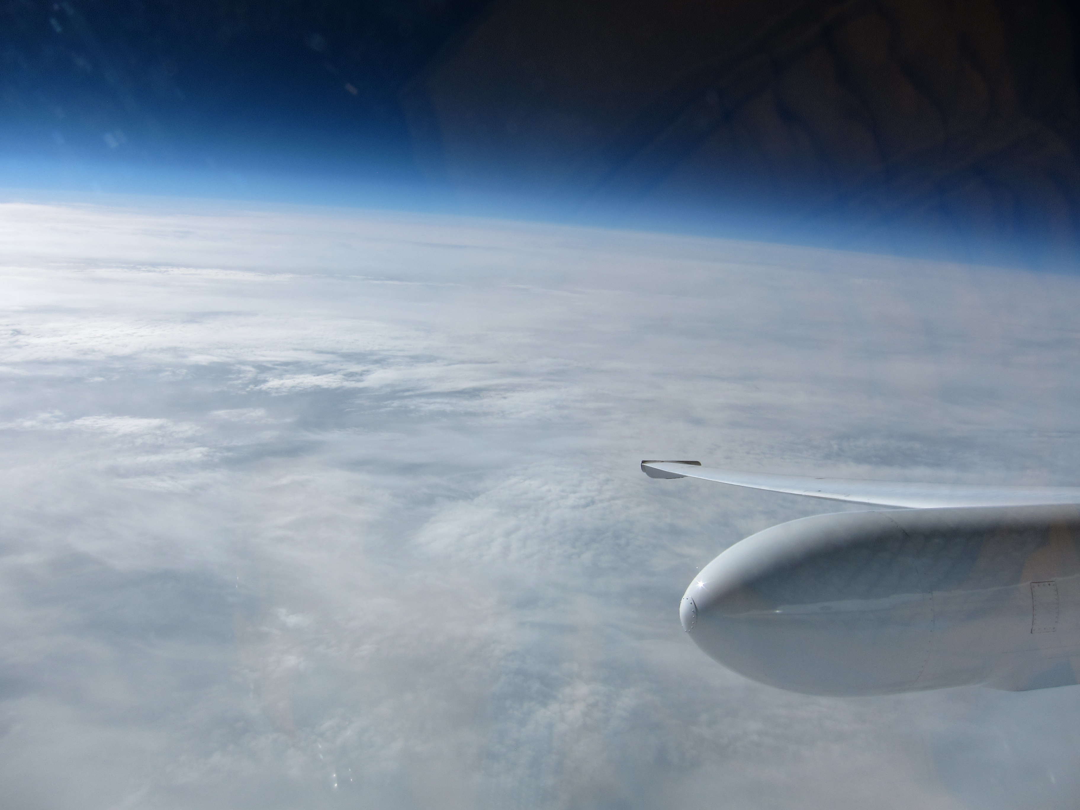 NASA pilot Tim Williams flew over the North Pole Wednesday. It was a cloudy day at 90 degrees North, as seen from the ER-2 cockpit. (Credit: Tim Williams/NASA)