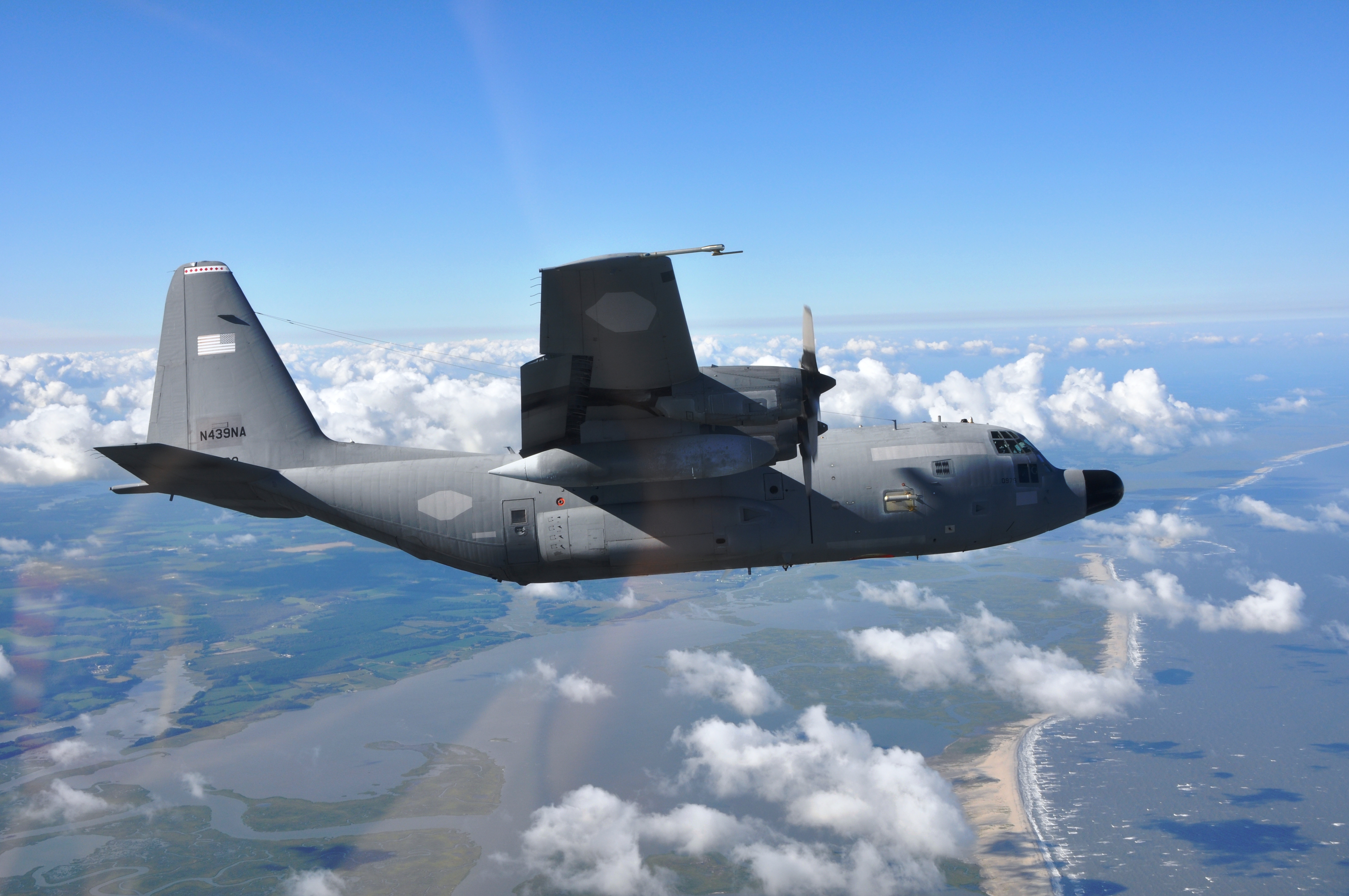 C-130 flying a check flight