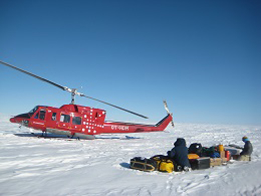 Finally our helo arrives and sinks to its belly.