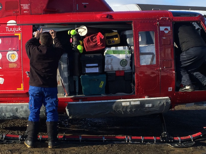 Packing the gear into the second flight.