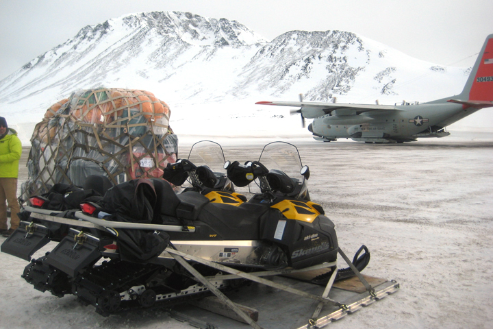 Our gear and the C-130. We were dropped off with our gear in Kulusuk by the C-130.