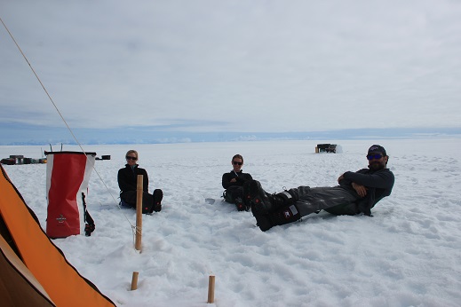 Nick, Olivia, and Lynn enjoying a beautiful afternoon with lunch outside.