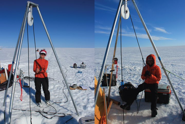 Olivia and I taking turns operating the thermal drill.