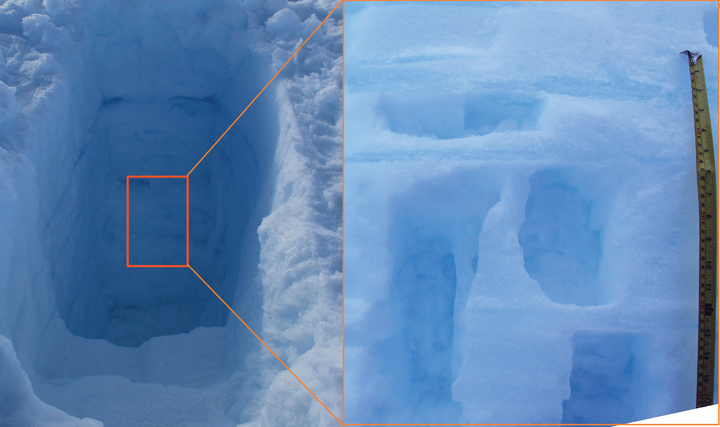 The complex path of water infiltrating in the SE Greenland firn.